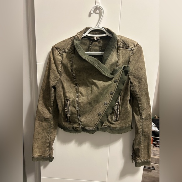 Free People Twill Moto Jacket Size X-Small - Picture 7 of 14